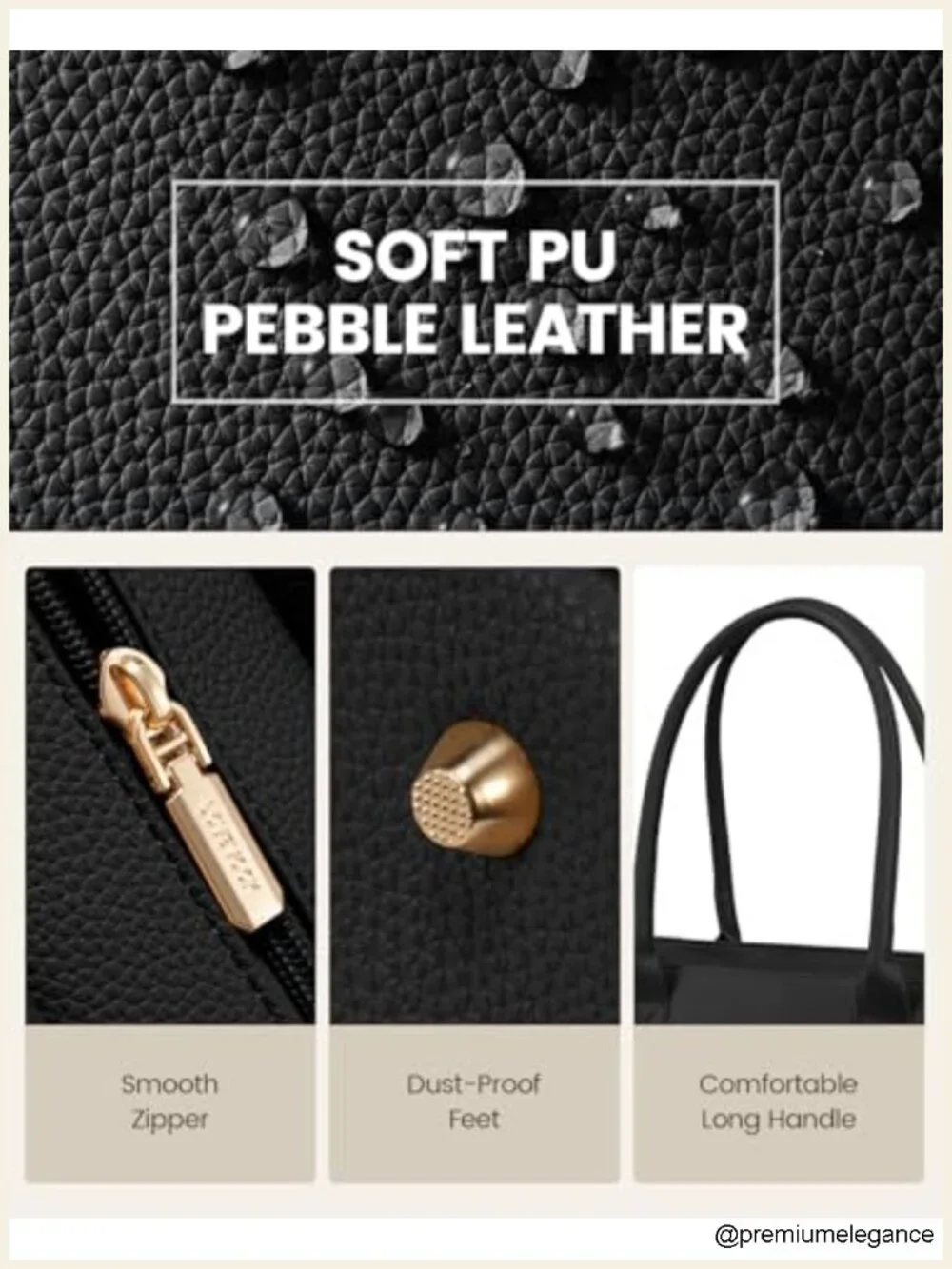 Waterproof PU Leather Laptop Tote Bag 15.6 inch Work Shoulder Bag